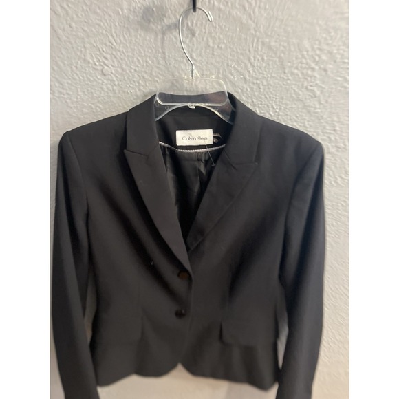 Calvin Klein Women Black Cropped Blazer Size 8 - Picture 5 of 6